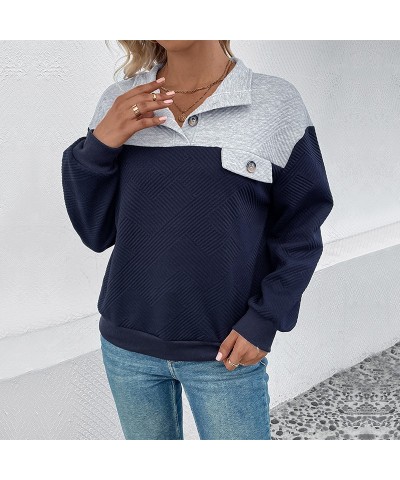 Sudadera de manga larga con bloques de color de moda $29.15 Suéteres y suéteres para mujeres