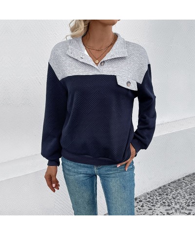 Sudadera de manga larga con bloques de color de moda $29.15 Suéteres y suéteres para mujeres