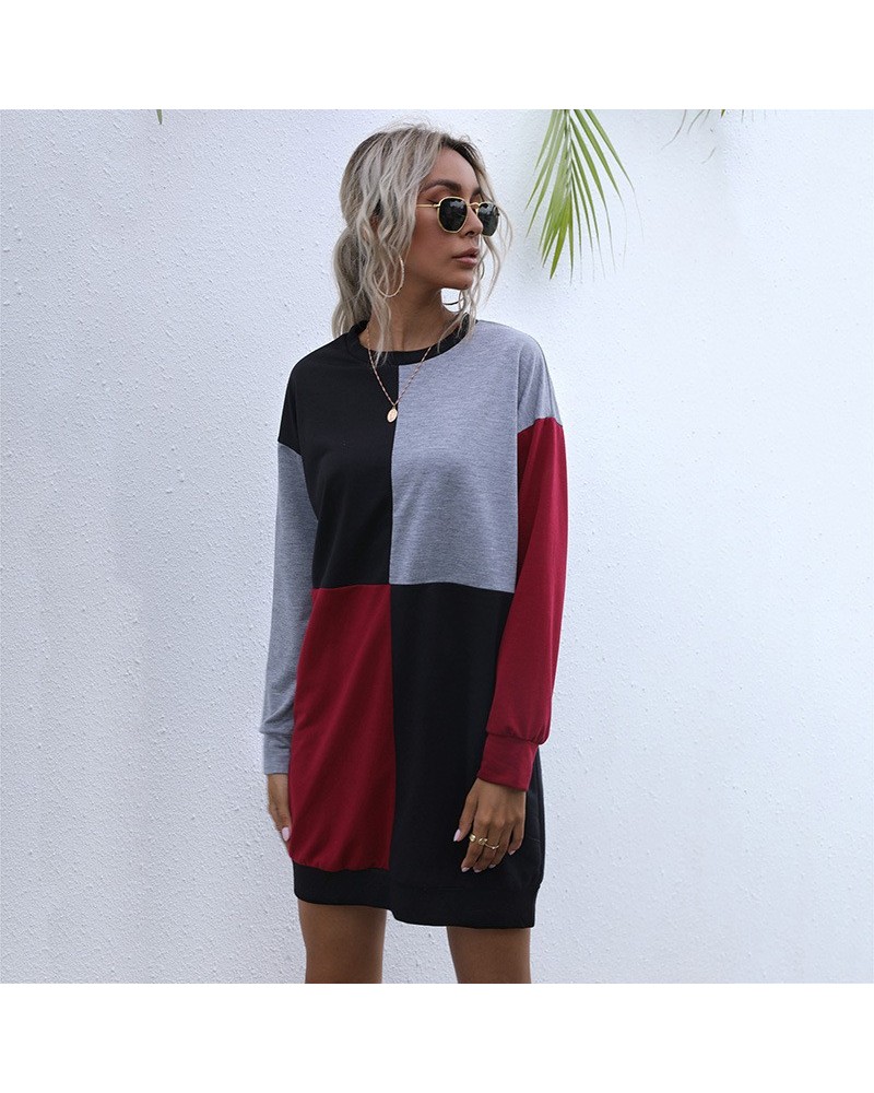 Vestido sudadera color block de manga larga $24.80 Vestido