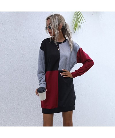 Vestido sudadera color block de manga larga $24.80 Vestido