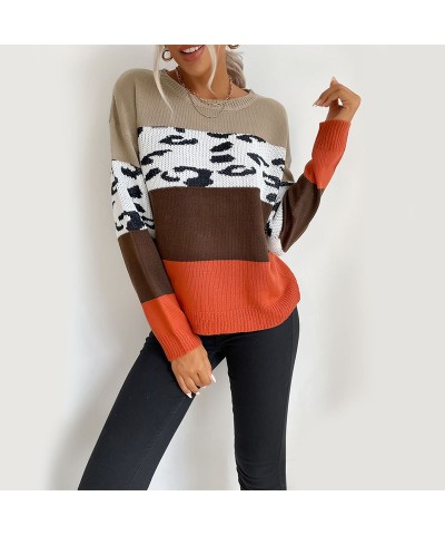 Suéter exterior informal de manga larga con bloques de color y estampado de leopardo $28.60 Suéter femenino