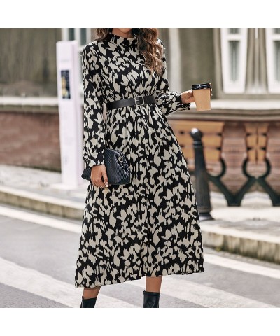 Vestido de moda con estampado de leopardo de manga larga. $43.72 Vestido