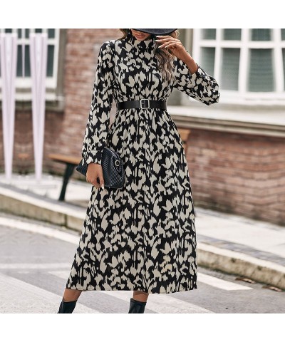 Vestido de moda con estampado de leopardo de manga larga. $43.72 Vestido