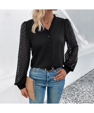 Elegante camisa negra de manga larga $25.27 Camisa de mujer