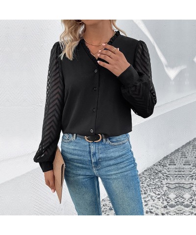 Elegante camisa negra de manga larga $25.27 Camisa de mujer