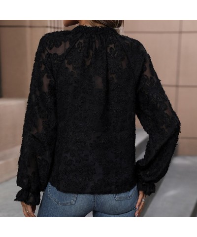 Top francés negro manga larga $29.12 Camisa de mujer