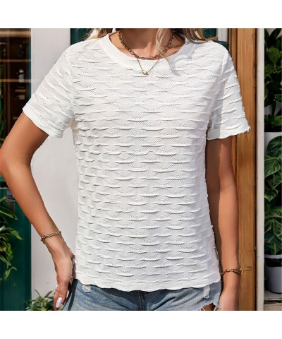 Top casual textura blanco $20.48 Camiseta femenina