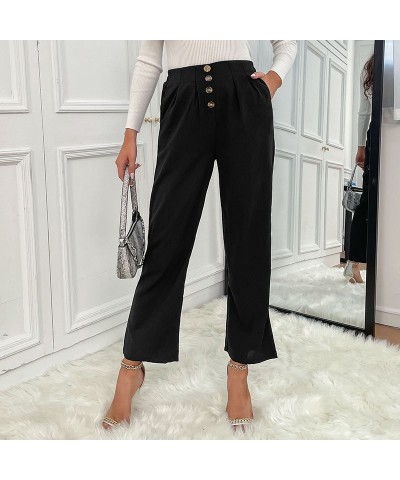 Pantalones bootcut cropped lisos negros $31.43 Pantalones casuales