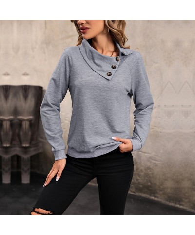 Sudadera color liso con solapa y manga larga $23.79 Suéteres y suéteres para mujeres