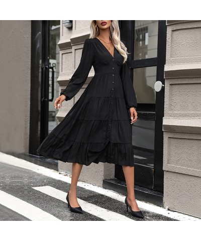 Elegante vestido negro de manga larga $39.27 Vestido