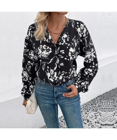 Elegante camisa negra estampada $21.63 Camisa de mujer