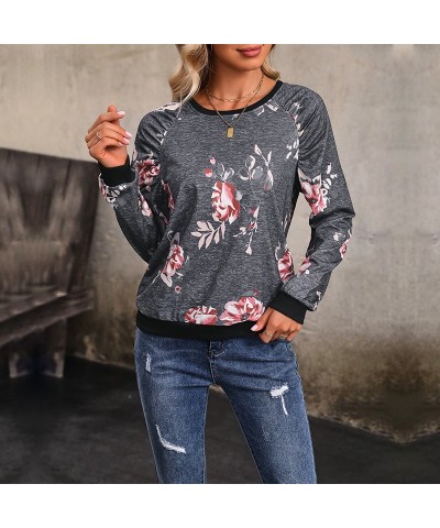 Sudadera de cuello redondo estampada de manga larga de moda $27.81 Suéteres y suéteres para mujeres