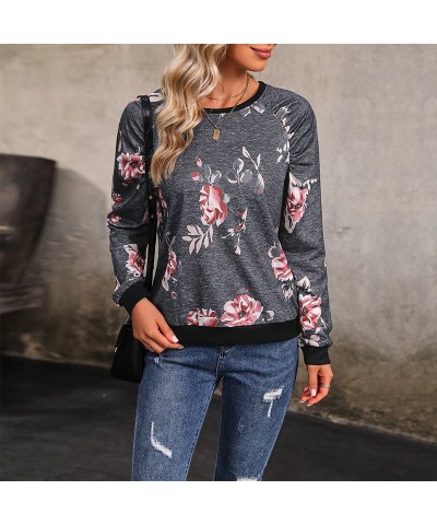 Sudadera de cuello redondo estampada de manga larga de moda $27.81 Suéteres y suéteres para mujeres