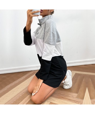 Elegante vestido sudadera de manga larga en contraste $26.18 Vestido