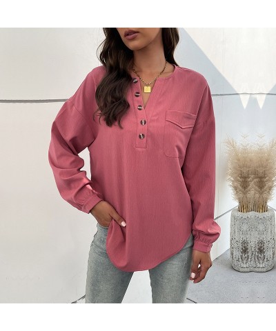 camisa casual de manga larga de color sólido para mujer $25.86 Camisa de mujer