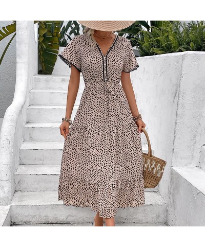 Vestido midi de manga corta con estampado de leopardo $37.58 Vestido