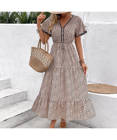 Vestido midi de manga corta con estampado de leopardo $37.58 Vestido