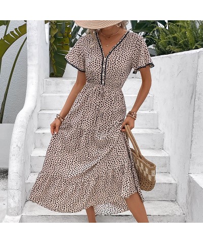 Vestido midi de manga corta con estampado de leopardo $37.58 Vestido