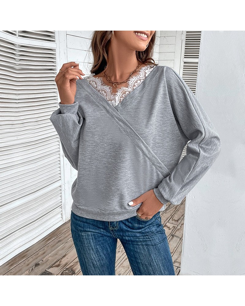 Sudadera de manga raglán de color sólido de moda otoño $26.52 Suéteres y suéteres para mujeres