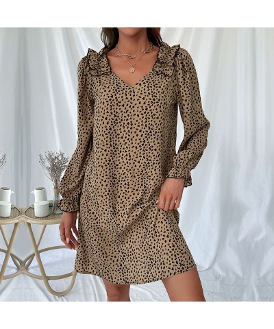 Vestido holgado de manga larga con estampado de leopardo $27.90 Vestido