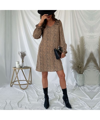 Vestido holgado de manga larga con estampado de leopardo $27.90 Vestido