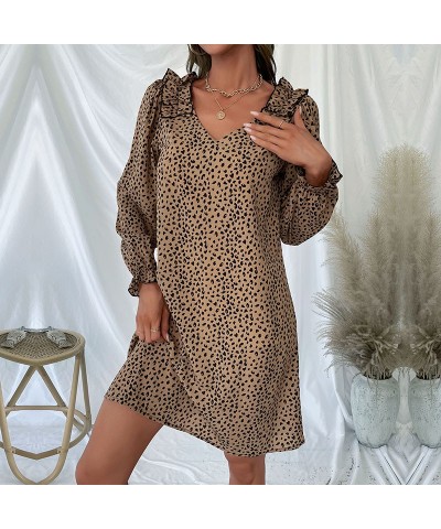 Vestido holgado de manga larga con estampado de leopardo $27.90 Vestido