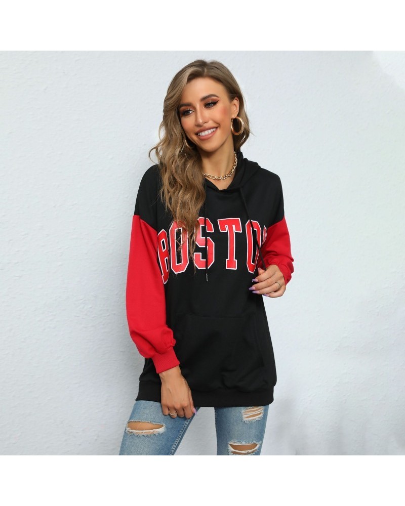 Sudadera con capucha y letras elegantes $30.06 Suéteres y suéteres para mujeres