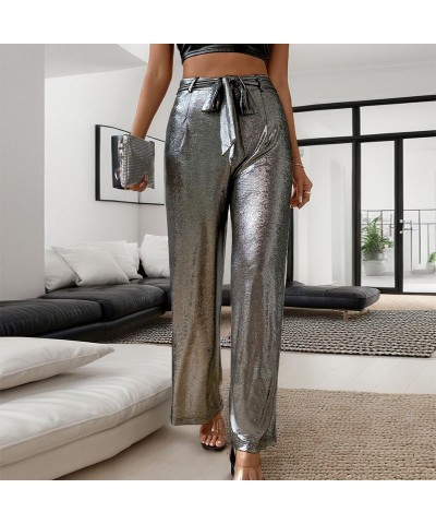 pantalones rectos metalizados estilo y2k $39.47 Pantalones casuales