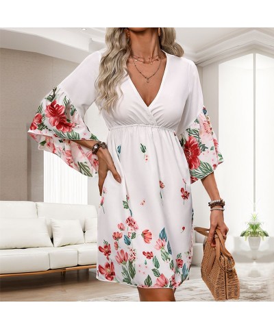 Vestido estampado estilo étnico manga tres cuartos $39.72 Vestido